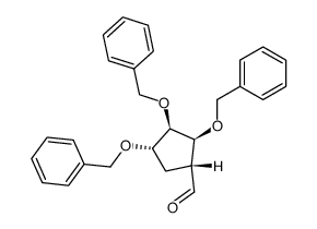 (1R,2S,3R,4S)-2,3,4-Tris-benzyloxy-cyclopentanecarbaldehyde Structure