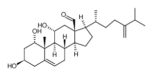 24-methylene-1α,3β,11α-trihydroxycholest-5-en-18-al结构式