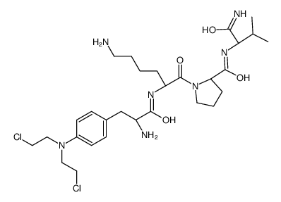 (2S)-1-[(2S)-6-amino-2-[[(2S)-2-amino-3-[4-[bis(2-chloroethyl)amino]phenyl]propanoyl]amino]hexanoyl]-N-[(2S)-1-amino-3-methyl-1-oxobutan-2-yl]pyrrolidine-2-carboxamide结构式