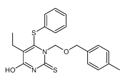 5-ethyl-1-[(4-methylphenyl)methoxymethyl]-6-phenylsulfanyl-2-sulfanylidenepyrimidin-4-one结构式