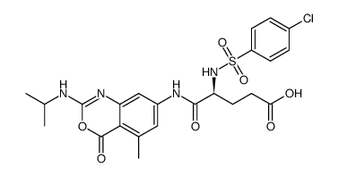 7-(N-p-chlorobenzenesulfonyl-L-glutamyl)amino-5-methyl-2-isopropylamino-4H-3,1-benzoxazin-4-one结构式