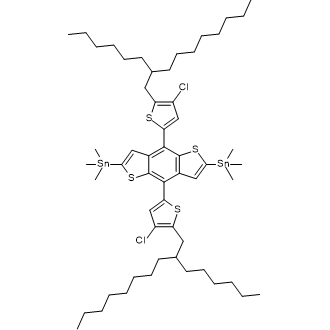 (4,8-Bis(4-chloro-5-(2-hexyldecyl)thiophen-2-yl)benzo[1,2-b:4,5-b']dithiophene-2,6-diyl)bis(trimethylstannane) Structure