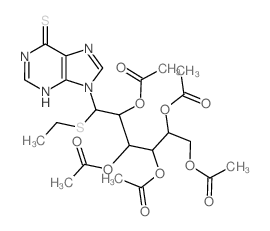 [3,4,5,6-tetraacetyloxy-1-ethylsulfanyl-1-(6-sulfanylidene-3H-purin-9-yl)hexan-2-yl] acetate structure