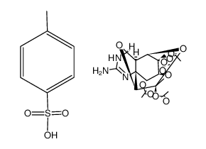 (5S)-6,8t,10c-triacetoxy-8c-acetoxymethyl-(3at,7at,10bt)-3a,5,6,7a,8,9,10,10b-octahydro-1(3)H-5r,10ac-cyclo-6c,9c-epioxido-[1,4]dioxepino[5,6,7-de]quinazolin-2-ylamine, toluene-4-sulfonate结构式