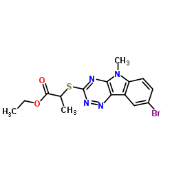 Propanoic acid, 2-[(8-bromo-5-methyl-5H-1,2,4-triazino[5,6-b]indol-3-yl)thio]-, ethyl ester (9CI) structure