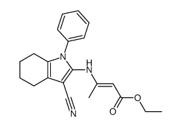 (E)-3-(3-Cyano-1-phenyl-4,5,6,7-tetrahydro-1H-indol-2-ylamino)-but-2-enoic acid ethyl ester Structure