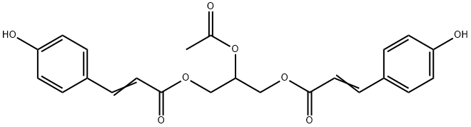 Bis[3-(4-hydroxyphenyl)propenoic acid]2-acetoxy-1,3-propanediyl ester结构式