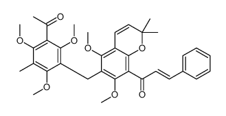 (E)-1-[6-[(3-acetyl-2,4,6-trimethoxy-5-methylphenyl)methyl]-5,7-dimethoxy-2,2-dimethylchromen-8-yl]-3-phenylprop-2-en-1-one结构式