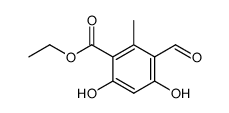 3-formyl-4,6-dihydroxy-2-methyl-benzoic acid ethyl ester Structure