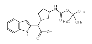 (3-Boc-氨基-1-吡咯烷)-(1H-吲哚-2-基)-乙酸结构式