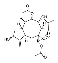 Dodecahydro-3-isopropyl-6-methyl-9-methylene-3,10a-ethano-1H-cyclopenta[4,5]cycloocta[1,2-c]furan-1,4,5,8-tetrol 1,5-diacetate Structure