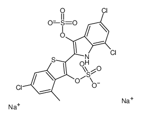 disodium 5,7-dichloro-2-[6-chloro-4-methyl-3-(sulphonatooxy)benzo[b]thien-2-yl]-1H-indol-3-yl sulphate结构式