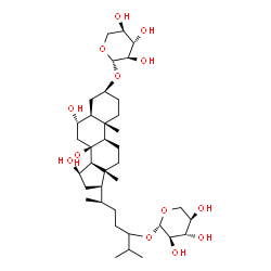 6α,8β,15β-Trihydroxy-5α-cholestane-3β,24-diylbis-β-D-xylopyranoside Structure