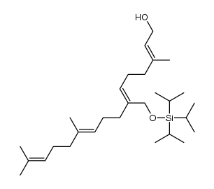 (2E,6Z,10E)-3,11,15-trimethyl-7-(triisopropylsiloxymethyl)hexadeca-2,6,10,14-tetraen-1-ol结构式