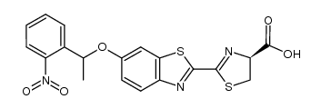 (S)-2-(6'-(1-(2-nitrophenyl)ethoxy)-2'-benzothiazolyl)-Δ2-thiazoline-4-carboxylic acid结构式