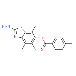 Benzoic acid,4-methyl-,2-amino-4,5,7-trimethyl-6-benzothiazolyl ester Structure