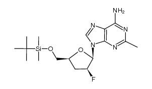 2-methyl-9-[5'-O-(tert-butyldimethylsilyl)-2',3'-dideoxy-2'-fluoro-β-D-arabinofuranosyl]adenine结构式