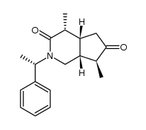 (-)-(1R,5R,6R,9S,1'S)-5,9-dimethyl-3-(1'-phenylethyl)-3-azabicyclo[4.3.0]nonan-4,8-dione结构式