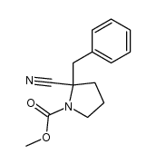 α-benzyl-α-cyano-N-methoxycarbonylpyrrolidine结构式
