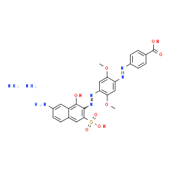 1-Hydroxy-2-[4-(4-carboxyphenylazo)-(2,5-dimethoxyphenylazo)]-3-sulfo-7-aminonaphthalene diammonium salt结构式