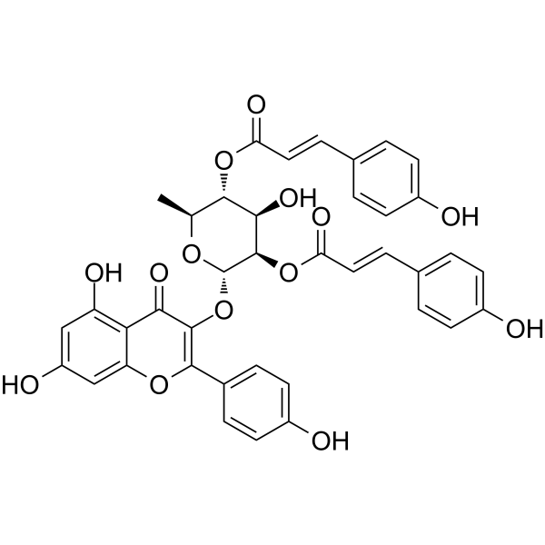 2",4"-Di-O-(E-p-coumaroyl)afzelin structure
