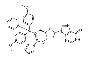 O-((2R,3S,5R)-2-((bis(4-methoxyphenyl)(phenyl)methoxy)methyl)-5-(6-oxo-1,6-dihydro-9H-purin-9-yl)tetrahydrofuran-3-yl) 1H-imidazole-1-carbothioate结构式