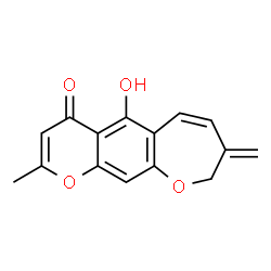 8,9-Dihydro-5-hydroxy-2-methyl-8-methylene-4H-pyrano[3,2-h][1]benzoxepin-4-one结构式