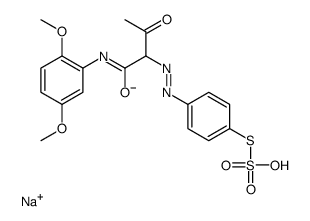 Thiosulfuric acid S-[4-[[1-[[(2,5-dimethoxyphenyl)amino]carbonyl]-2-oxopropyl]azo]phenyl]O-sodium salt picture