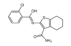 2-[(2-Chlorobenzoyl)amino]-4,5,6,7-tetrahydro-1-benzothiophene-3- carboxamide结构式