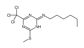 N-hexyl-4-methylsulfanyl-6-(trichloromethyl)-1,3,5-triazin-2-amine结构式