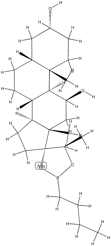 (20R)-17,20-[(Butylboranediyl)bis(oxy)]-5β-pregnane-3α,11β-diol结构式