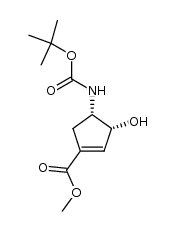 (3R,4S)-4-tert-butoxycarbonylamino-3-hydroxycyclopent-1-enecarboxylic acid methyl ester结构式