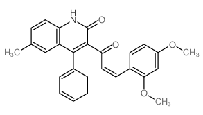 3-[(Z)-3-(2,4-dimethoxyphenyl)prop-2-enoyl]-6-methyl-4-phenyl-1H-quinolin-2-one结构式