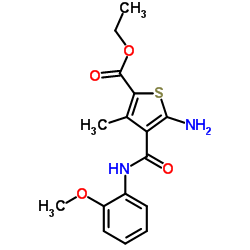 5-AMINO-4-(2-METHOXY-PHENYLCARBAMOYL)-3-METHYL-THIOPHENE-2-CARBOXYLIC ACID ETHYL ESTER结构式
