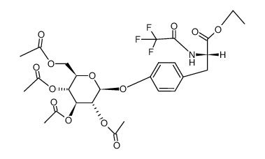 O-(tetra-O-acetyl-β-D-glucopyranosyl)-N-trifluoroacetyl-L-tyrosin-ethyl ester Structure