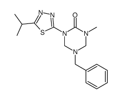 5-Benzyl-1-(5-isopropyl-[1,3,4]thiadiazol-2-yl)-3-methyl-[1,3,5]triazinan-2-one Structure