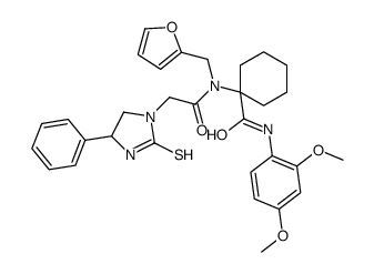 N-(2,4-dimethoxyphenyl)-1-[furan-2-ylmethyl-[2-(4-phenyl-2-sulfanylideneimidazolidin-1-yl)acetyl]amino]cyclohexane-1-carboxamide Structure