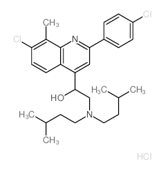 4-Quinolinemethanol, a-[[bis(3-methylbutyl)amino]methyl]-7-chloro-2-(4-chlorophenyl)-8-methyl-,hydrochloride (1:1) Structure