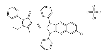 6-chloro-2-[2-(1-ethyl-2,3-dihydro-5-methyl-3-oxo-2-phenyl-1H-pyrazol-4-yl)vinyl]-1,3-diphenyl-1H-imidazo[4,5-b]quinoxalinium perchlorate结构式