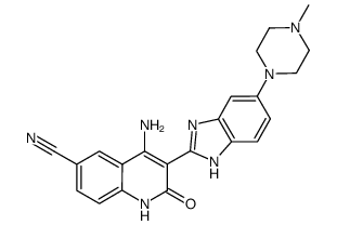 4-amino-3-[5-(4-methylpiperazinyl)benzimidazol-2-yl]-2-oxohydroquinoline-6-carbonitrile Structure