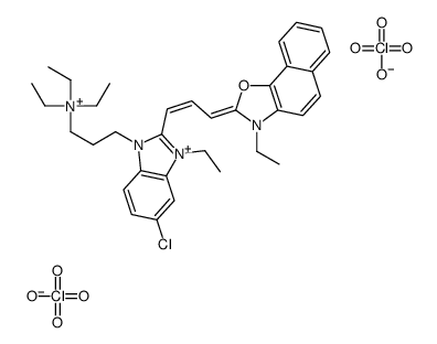 2-[3-[5-chloro-3-ethyl-1,3-dihydro-1-[3-(triethylammonio)propyl]-2H-benzimidazol-2-ylidene]-1-propenyl]-1-ethylnaphth[1,2-d]oxazolium diperchlorate picture