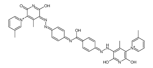 1,3'-Bipyridinium, 5'-[[4-[[4-[(1',2'-dihydro-6'-hydroxy-3,4'-dimethyl-2'-oxo[1,3'-bipyridinium]-5'-yl)azo]benzoyl]amino]phenyl]azo]-1',2'-dihydro-6'-hydroxy-3,4'-dimethyl-2'-oxo-, salt with 2-hydroxypropanoic acid (1:2) Structure