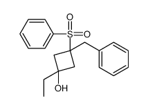 3-(benzenesulfonyl)-3-benzyl-1-ethylcyclobutan-1-ol结构式