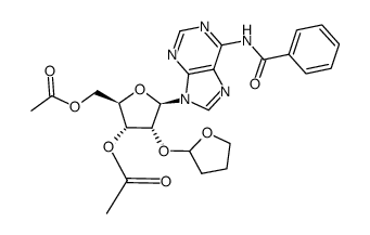 3',5'-O-diacetyl-2'-O-tetrahydrofuranyl-N-benzoyladenosine结构式