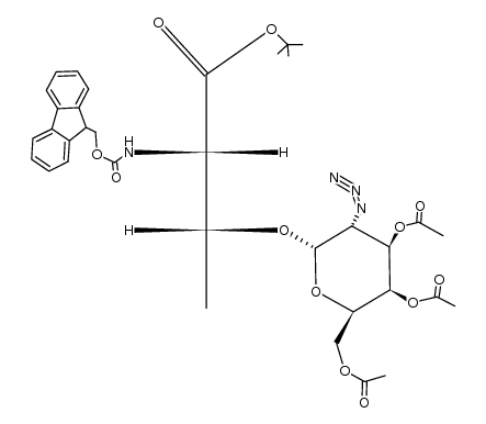N-(9H-fluoren-9-yl)methoxycarbonyl-O-(3,4,6-tri-O-acetyl-2-azido-2-deoxy-α-D-galactopyranosyl)-L-threonine tert-butyl ester Structure