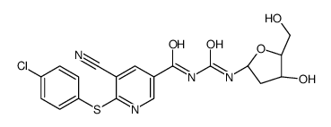 6-(4-chlorophenyl)sulfanyl-5-cyano-N-[[(2R,5R)-4-hydroxy-5-(hydroxymethyl)oxolan-2-yl]carbamoyl]pyridine-3-carboxamide Structure