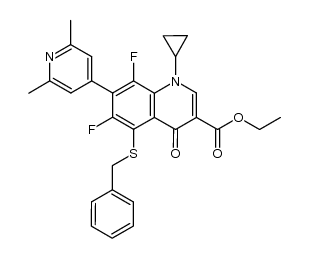 ethyl 1-cyclopropyl-6,8-difluoro-1,4-dihydro-7-(2,6-dimethyl-4-pyridinyl)-6-fluoro-4-oxo-5-[(phenylmethyl)thio]-3-quinolinecarboxylate结构式