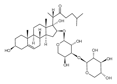 3β,16β,17α-trihydroxycholest-5-en-22-one 16-O-β-D-xylopyranosyl-(1->3)-α-L-arabinopyranoside Structure