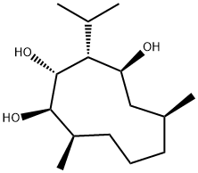 (1R,2R,3R,4S,6S,10R)-6,10-Dimethyl-3-(1-methylethyl)-1,2,4-cyclodecanetriol结构式