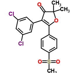 4-(3,5-dichlorophenyl)-2,2-dimethyl-5-(4-(methylsulfonyl)phenyl)furan-3(2H)-one structure